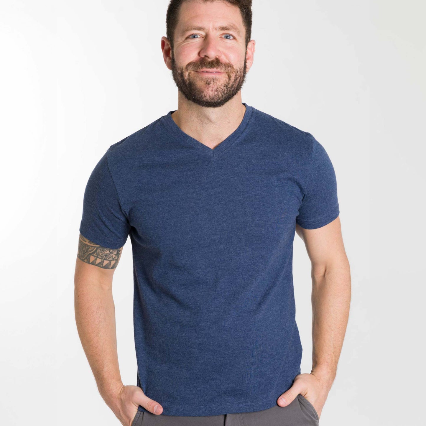 Heather Navy V-Neck Tee