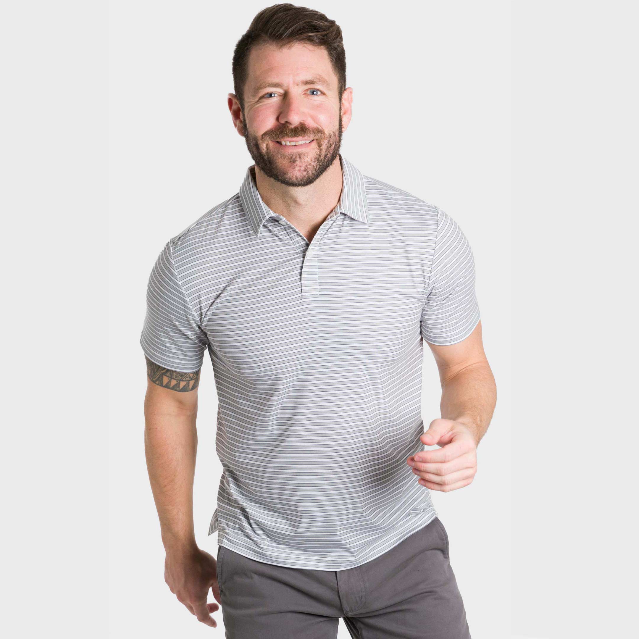 Grey Stripes Tech Polo