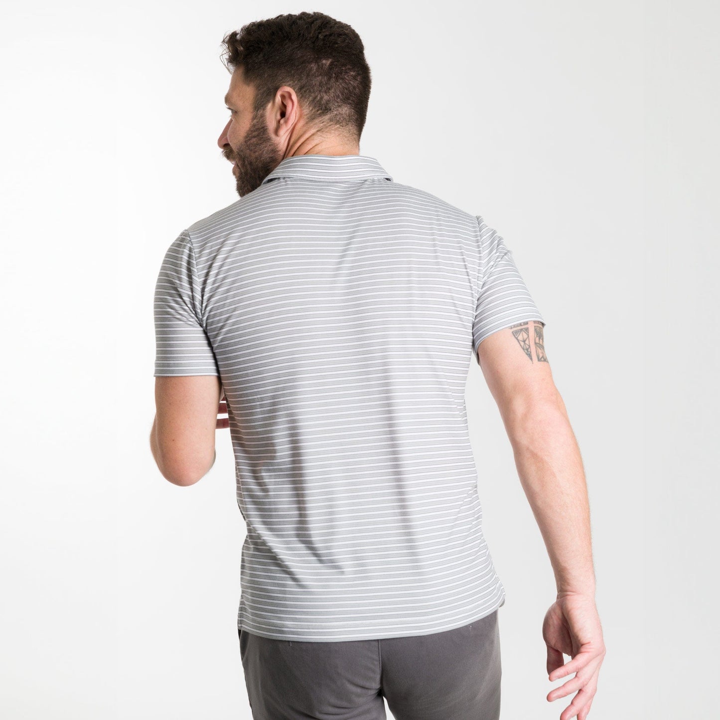 Grey Stripes Tech Polo